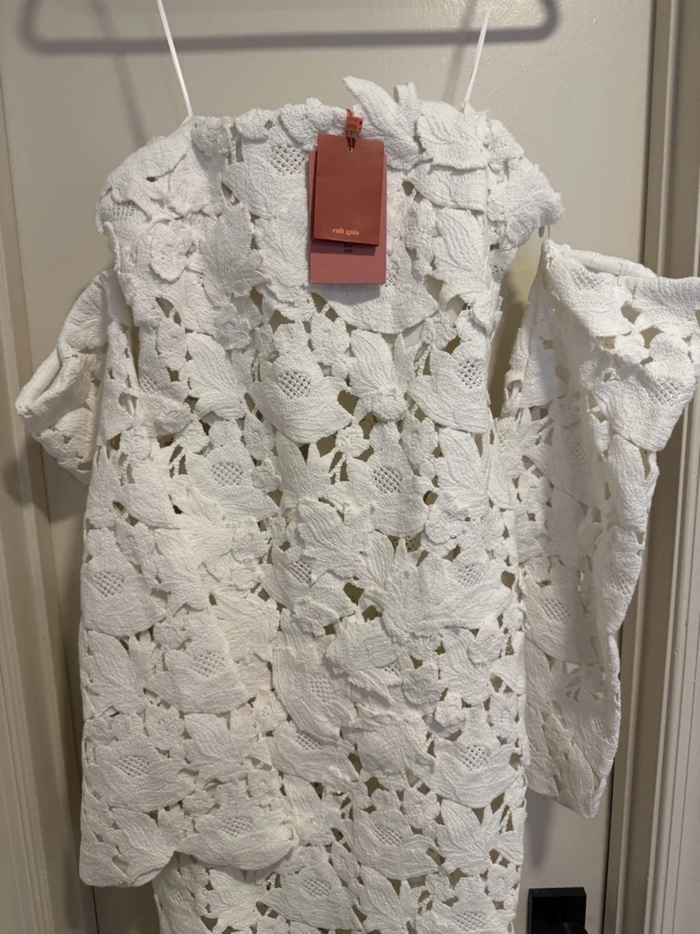 Cult Gaia Kaylina White Strapless Crochet Lace Maxi Dress Size 12 NEW! With tags - Picture 5 of 16